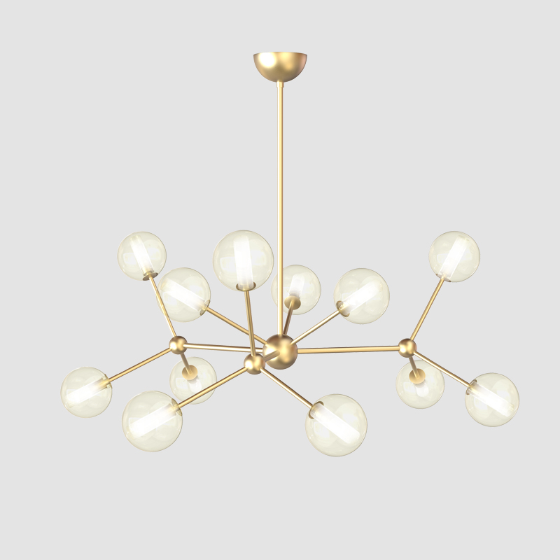 Mirea by Cangini & Tucci-Brass structure pendant with glass spheres 