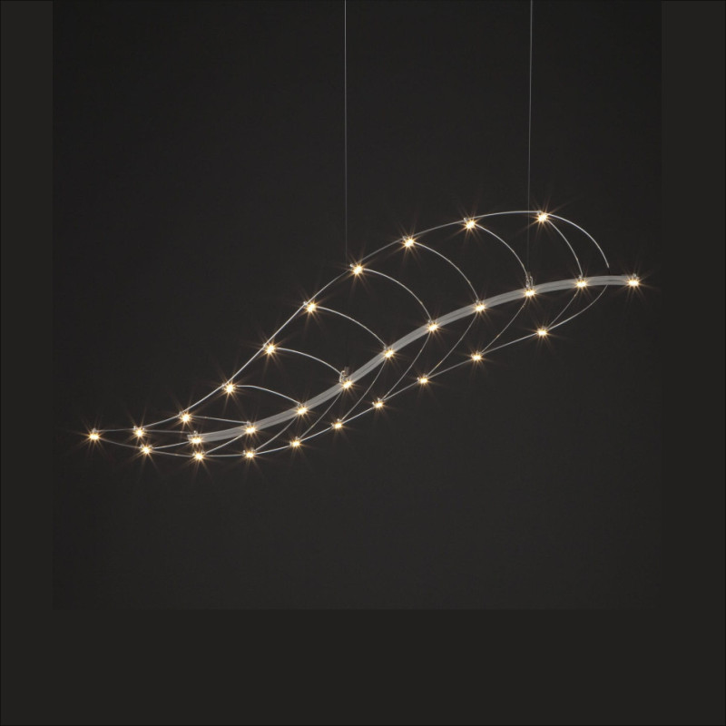 Philae by Quasar - Pendant lamp with nickel finish and LED lamps line along the sides of the fixture