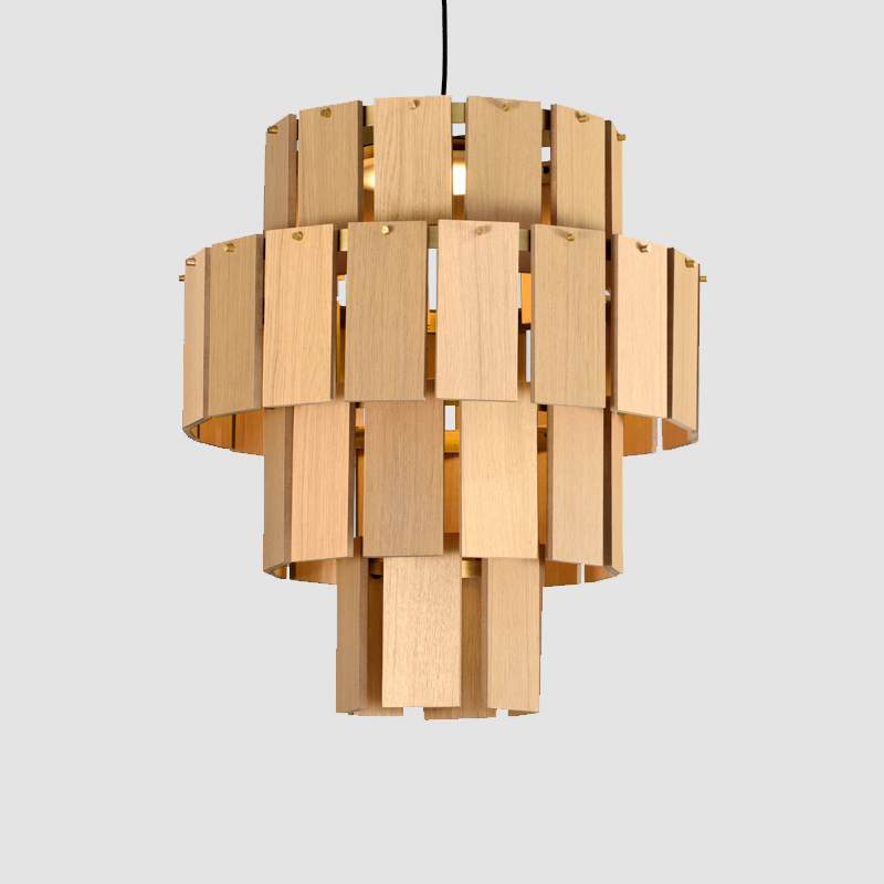 Quarz by Fambuena - Suspended chandelier style fixture finished with wood