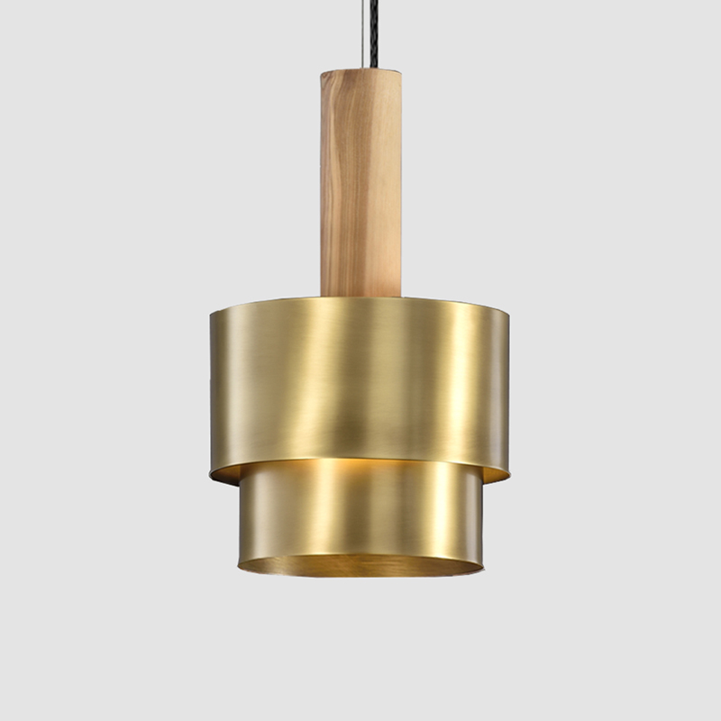 Reflections by Fambuena - Design pendants lighting composed of brass pieces and a natural ash tree wood cylinder