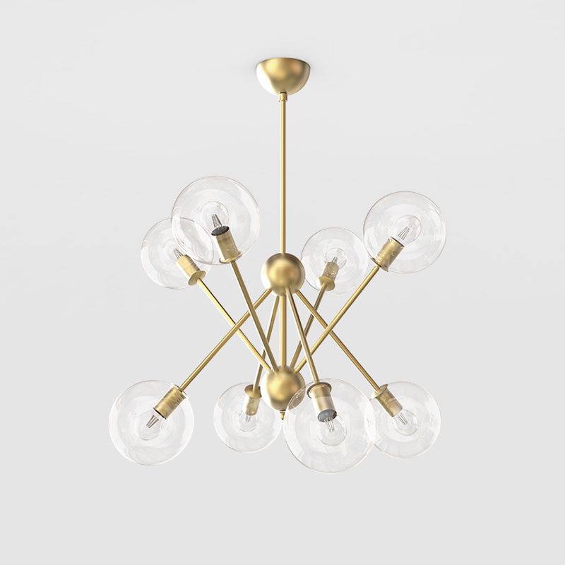 Scarlett by  Cangini & Tucci- 1950's style blown glass circular fixture with brass metal structure 