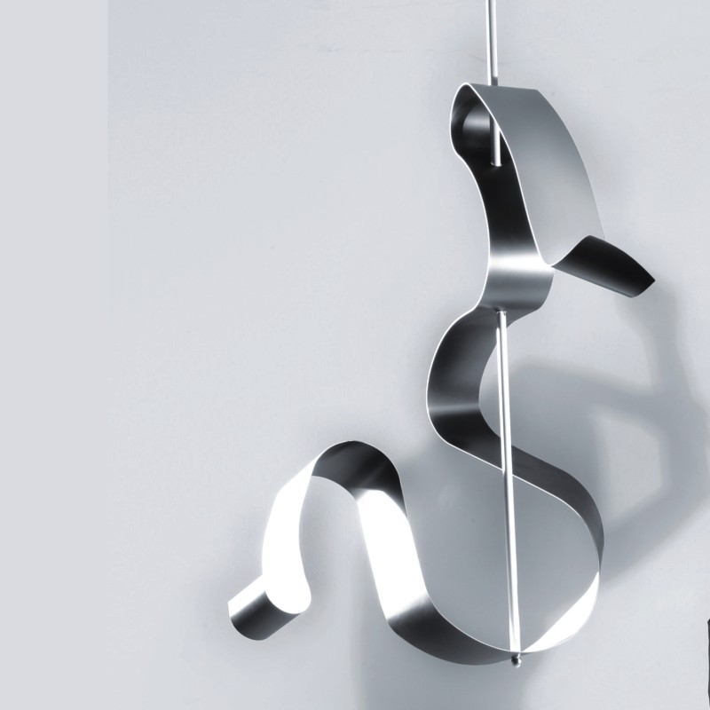 Curve by Knikerboker - curved suspension LED lamp with gold or silver 'leafing' finishes