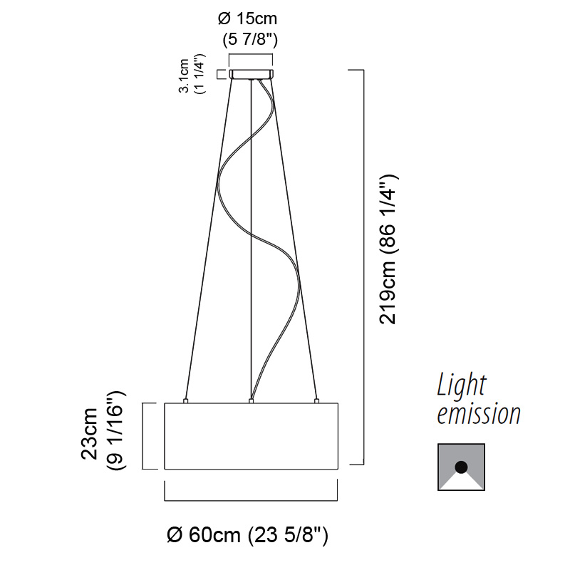 Cyclos by  – 23 5/8″ x 9  1/16″ Suspension, Pendant offers quality European interior lighting design | Zaneen Design